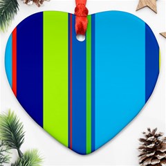 Blue And Green Lines Ornament (heart)  by Valentinaart