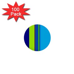 Blue And Green Lines 1  Mini Buttons (100 Pack)  by Valentinaart