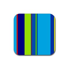 Blue And Green Lines Rubber Coaster (square)  by Valentinaart