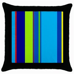 Blue And Green Lines Throw Pillow Case (black) by Valentinaart