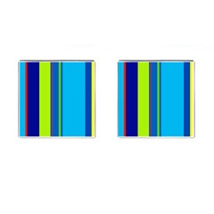 Blue And Green Lines Cufflinks (square) by Valentinaart