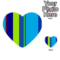 Blue And Green Lines Multi-purpose Cards (heart)  by Valentinaart