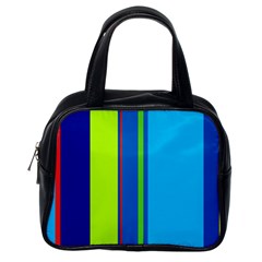 Blue And Green Lines Classic Handbags (one Side) by Valentinaart