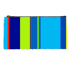 Blue And Green Lines Pencil Cases by Valentinaart