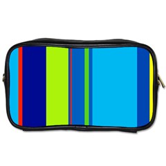 Blue And Green Lines Toiletries Bags 2-side by Valentinaart