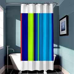 Blue And Green Lines Shower Curtain 36  X 72  (stall)  by Valentinaart