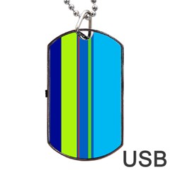 Blue And Green Lines Dog Tag Usb Flash (one Side)