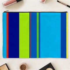 Blue And Green Lines Cosmetic Bag (xxxl)  by Valentinaart