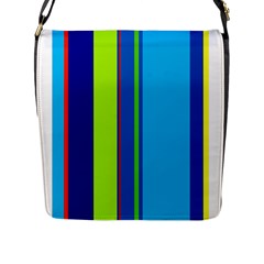 Blue And Green Lines Flap Messenger Bag (l)  by Valentinaart