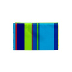 Blue And Green Lines Cosmetic Bag (xs) by Valentinaart