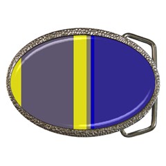 Blue And Yellow Lines Belt Buckles by Valentinaart