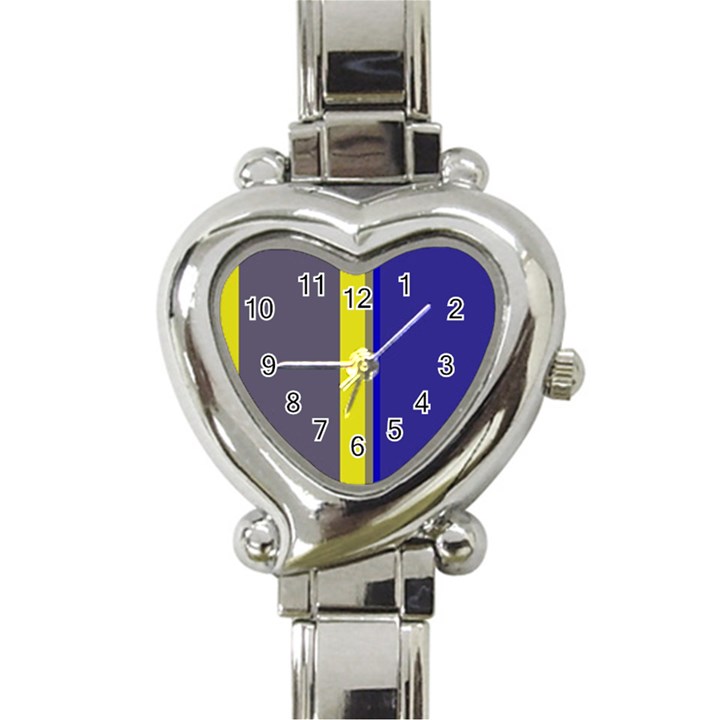 Blue and yellow lines Heart Italian Charm Watch