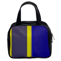 Blue And Yellow Lines Classic Handbags (2 Sides) by Valentinaart