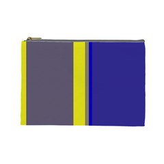 Blue And Yellow Lines Cosmetic Bag (large)  by Valentinaart