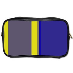 Blue And Yellow Lines Toiletries Bags 2-side by Valentinaart