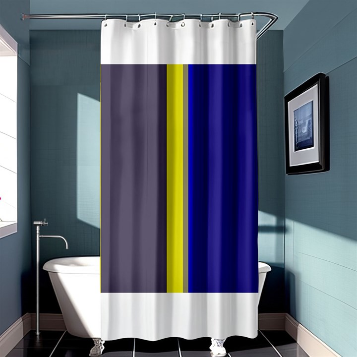 Blue and yellow lines Shower Curtain 36  x 72  (Stall) 