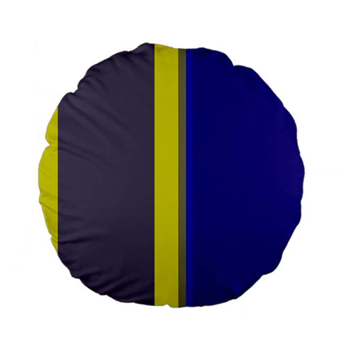 Blue and yellow lines Standard 15  Premium Flano Round Cushions