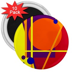 Orange Abstract Design 3  Magnets (10 Pack)  by Valentinaart