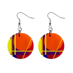 Orange Abstract Design Mini Button Earrings by Valentinaart