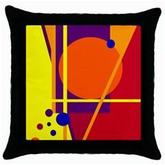 Orange Abstract Design Throw Pillow Case (black) by Valentinaart