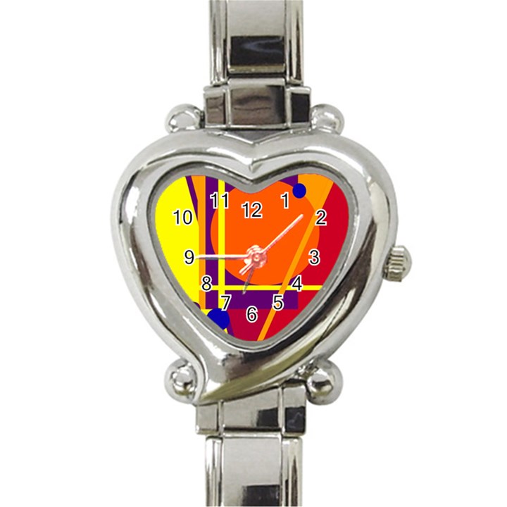 Orange abstract design Heart Italian Charm Watch