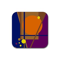 Decorative Abstract Design Rubber Coaster (square)  by Valentinaart