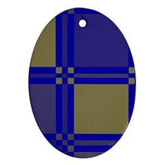 Blue Design Oval Ornament (two Sides)