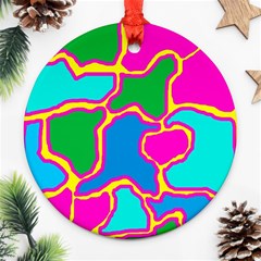 Colorful Abstract Design Ornament (round)  by Valentinaart