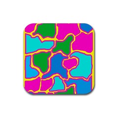 Colorful Abstract Design Rubber Coaster (square)  by Valentinaart