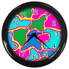 Colorful Abstract Design Wall Clocks (black) by Valentinaart