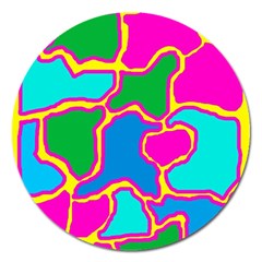 Colorful Abstract Design Magnet 5  (round) by Valentinaart