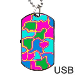 Colorful Abstract Design Dog Tag Usb Flash (two Sides) 