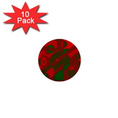 Red And Green Abstract Design 1  Mini Buttons (10 Pack)  by Valentinaart