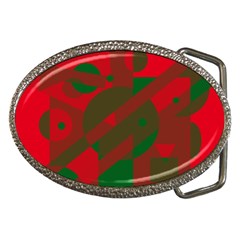 Red And Green Abstract Design Belt Buckles by Valentinaart