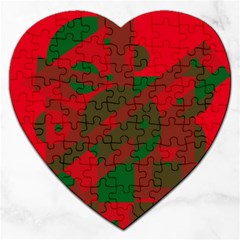 Red And Green Abstract Design Jigsaw Puzzle (heart) by Valentinaart