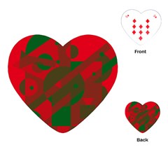 Red And Green Abstract Design Playing Cards (heart)  by Valentinaart