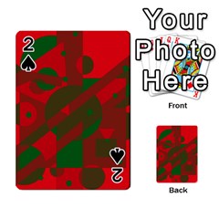 Red And Green Abstract Design Playing Cards 54 Designs  by Valentinaart