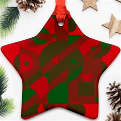 Red And Green Abstract Design Star Ornament (two Sides)  by Valentinaart