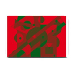 Red And Green Abstract Design Small Doormat  by Valentinaart