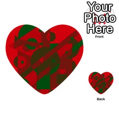 Red And Green Abstract Design Multi-purpose Cards (heart)  by Valentinaart