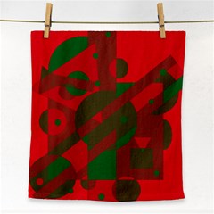 Red And Green Abstract Design Face Towel by Valentinaart