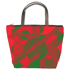 Red And Green Abstract Design Bucket Bags by Valentinaart