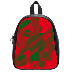 Red And Green Abstract Design School Bags (small)  by Valentinaart