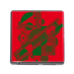 Red And Green Abstract Design Memory Card Reader (square) by Valentinaart