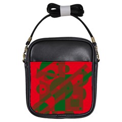 Red And Green Abstract Design Girls Sling Bags by Valentinaart