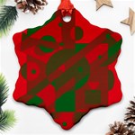 Red and green abstract design Snowflake Ornament (2-Side) Front