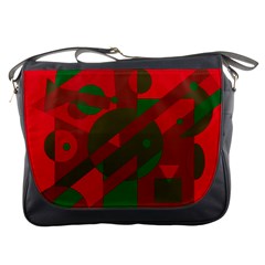 Red And Green Abstract Design Messenger Bags by Valentinaart