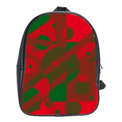 Red And Green Abstract Design School Bags (xl)  by Valentinaart