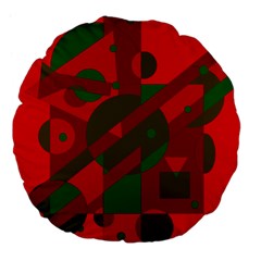 Red And Green Abstract Design Large 18  Premium Flano Round Cushions by Valentinaart