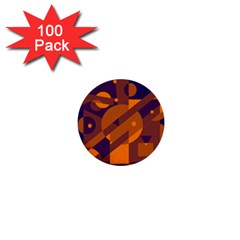 Blue And Orange Abstract Design 1  Mini Buttons (100 Pack)  by Valentinaart